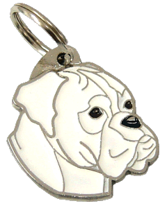 Boxer branco <br> (placa de identificação para cães, Gravado incluído)